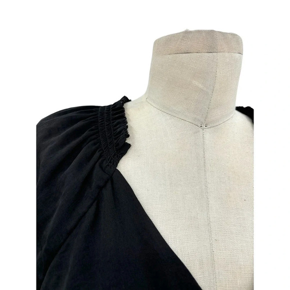 Current‎ Air Los Angeles Black Ruffle Short Sleeve Blouse Size Small - Picture 3 of 11